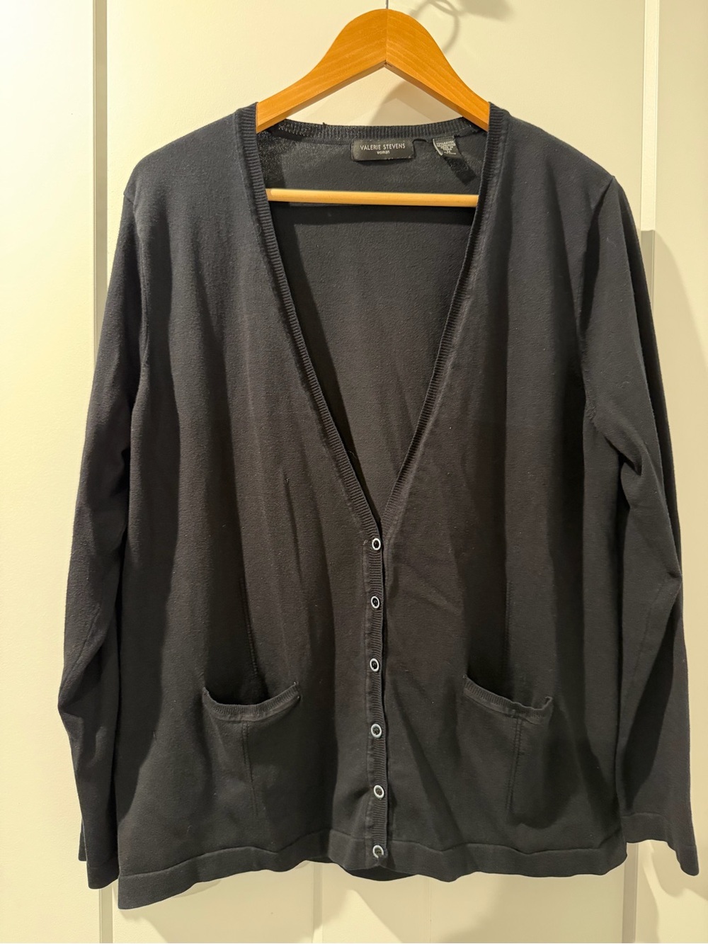 Valerie Stevens Black Button-Front Women's Cardigan